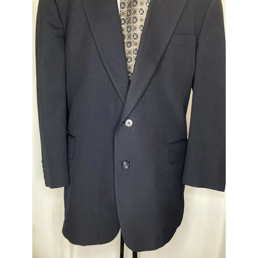Lands End Mens 42R Blazer Navy Blue Wool 2 Button 45